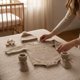 Nuvinokids® Bio Set Baby Little Honey Beige con cappello e scarpine