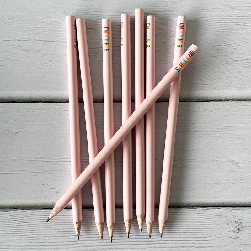 Matita “School Child” – rosa con scritta colorata – regalo per l'iscrizione a scuola