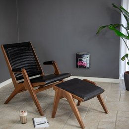 F∏-Chaiselounge, Valnød / Sort / Sort