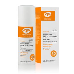 Green People Bezzapachowy krem ​​​​przeciwsłoneczny do twarzy SPF30