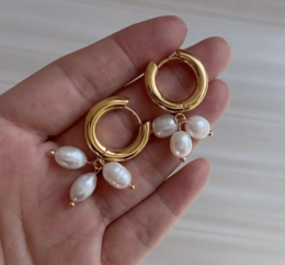 Blinn - Gouden Hoop Triple Cluster Pareloorbellen