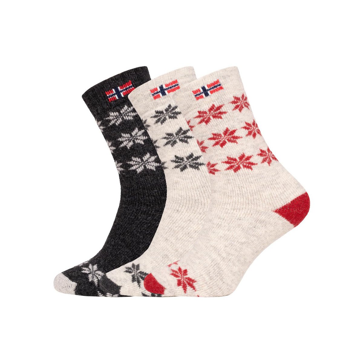 A few 80% wool socks Norway flag and star design