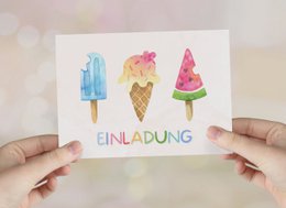 Is fødselsdagsfest invitationskort til piger og drenge, is invitationskort til børn at udfylde med konvolutter til is fødselsdagsfest