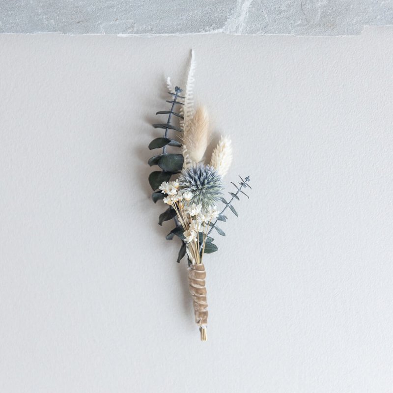 Pin brudgom jeg bedste mand jeg tørrede blomster eukalyptus kugle tidsel