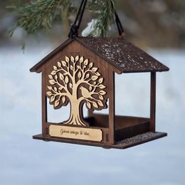 Handgefertigter Vogelfutterspender aus Holz, Garten- und Wildtiergeschenk