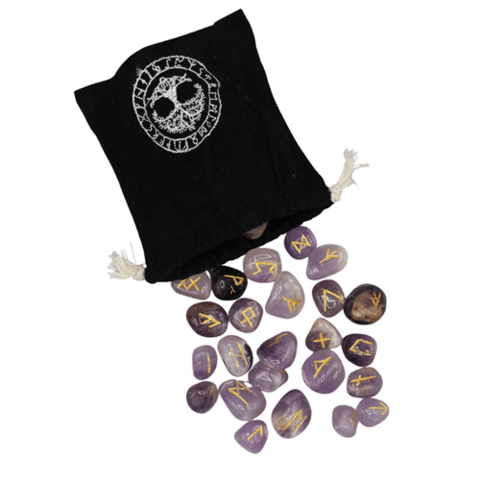 Rune Wikinger Amethyst mit Samtbeutel 25 Stk