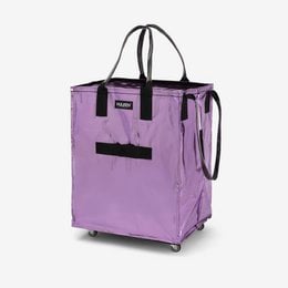 Large ultraviolet shopping bag with built-in cover, made of durable, water-resistant material.