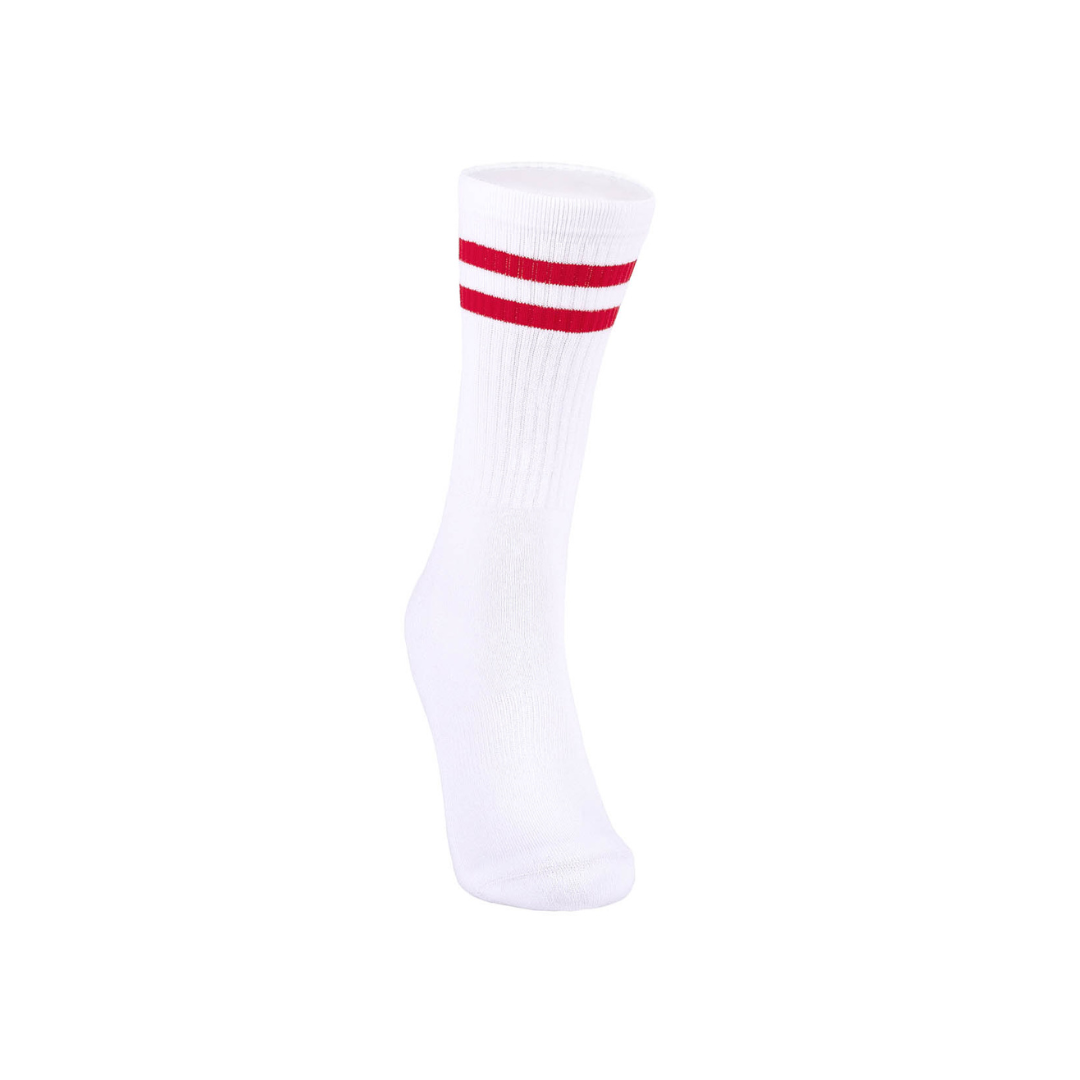 Sportsocken - Doppelstreifen weiß/rot