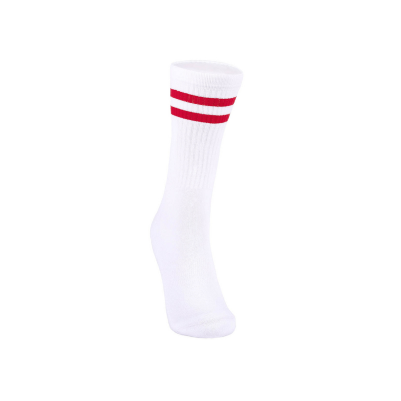 Sportsocken - Doppelstreifen weiß/rot