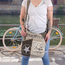 Sac bandoulière femme Sunsa. Sac à main en toile (toile) & cuir. Sac à bandoulière style vintage. Grand sac à bandoulière pour femme.