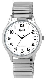 Q&Q men's watch with stainless steel drawstring, Ø 40 mm, silver/white
