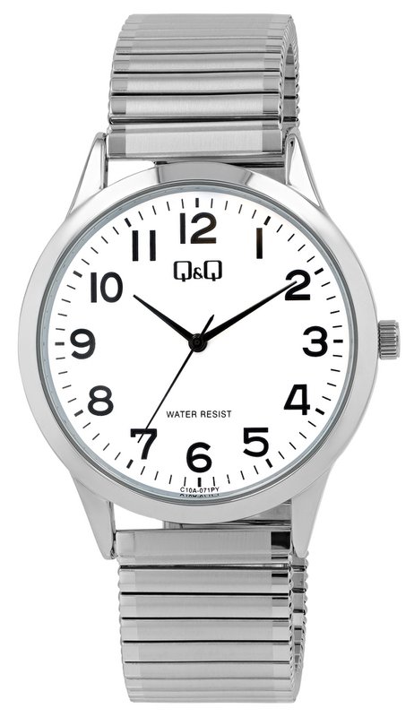Q&Q men's watch with stainless steel drawstring, Ø 40 mm, silver/white
