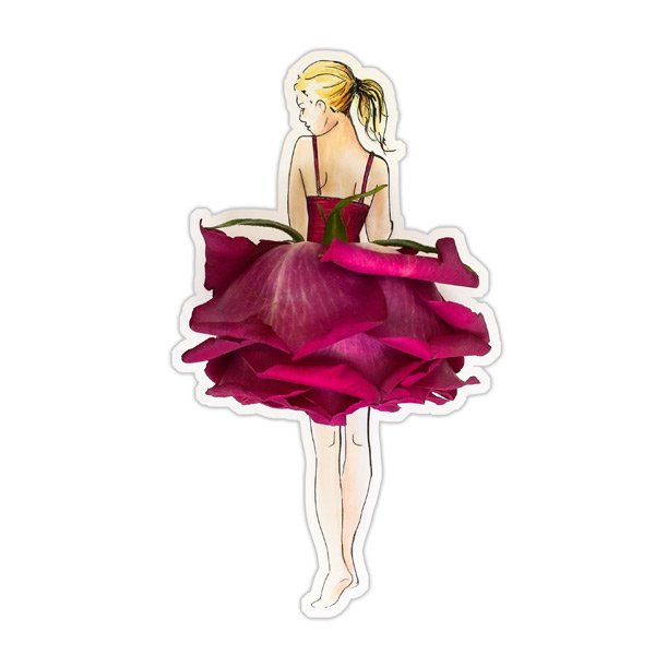 Tarjeta plegable Rose Ballet con imán