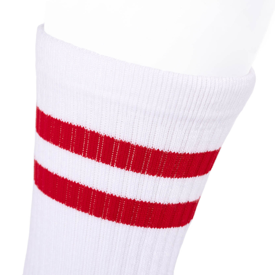 Sportsocken - Doppelstreifen weiß/rot