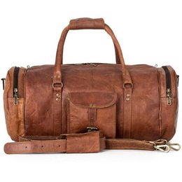 Handmade Moroccan Leather Travel Bag – Artisan 22" (55cm) "Traditionalist" Duffle with Dual Side Pockets