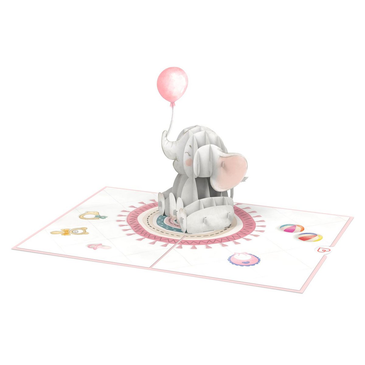 Biglietto pop-up Cucciolo di elefante (rosa).