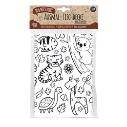 A black and white coloring book page featuring various animal illustrations, including a fish, koala, bird, and other nature-themed designs. The page is intended for children to color in and explore the different shapes and patterns.