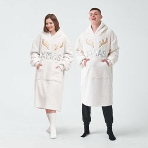 Textino X-MAS - Hoodie 70x110 cm - Adults - Hoodie blanket - Christmas - Pristine - Beige