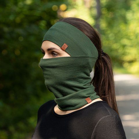 Set met hoofdband en hoes voor dames donkergroen
