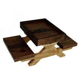 Funny Squirrel and Chipmunk Feeder For Outside, Picnic Table Feeder for Squirrels, Tray for Fruit and Nuts, Wildlife animal wooden bench