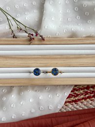 Stainless Steel Ring with real Forget-me-not flower