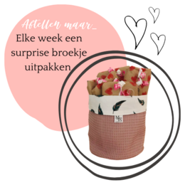 A gift package containing a surprise cookie assortment for girls, featuring a variety of colorful cookies in a patterned container.