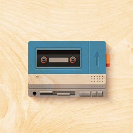 Poster 45T/7 Zoll aus Holz Musikikonen Walkman