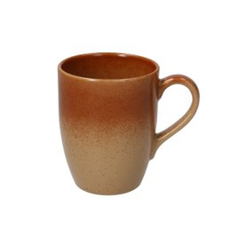  Rustic ceramic mug with a warm, earthy brown glaze. Suitable for hot beverages like coffee or tea.