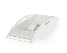 Dondolo legno bianco, tessuto grigio