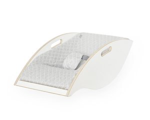 Baby rocker white wood, gray fabric