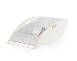 Baby rocker white wood, gray fabric