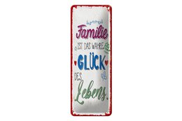 Tin sign saying 27x10 cm Family is the true happiness of life decorative sign