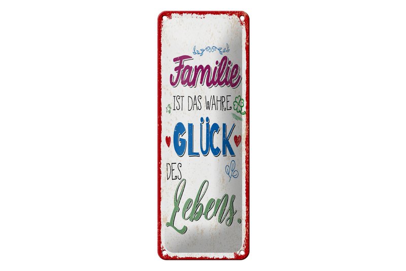Tin sign saying 27x10 cm Family is the true happiness of life decorative sign
