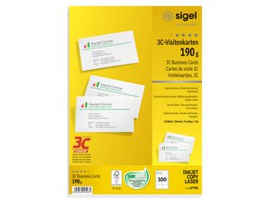 Visitekaart Sigel 85x55mm wit 190grs doos 10 vel 10 kaarten per vel FSC