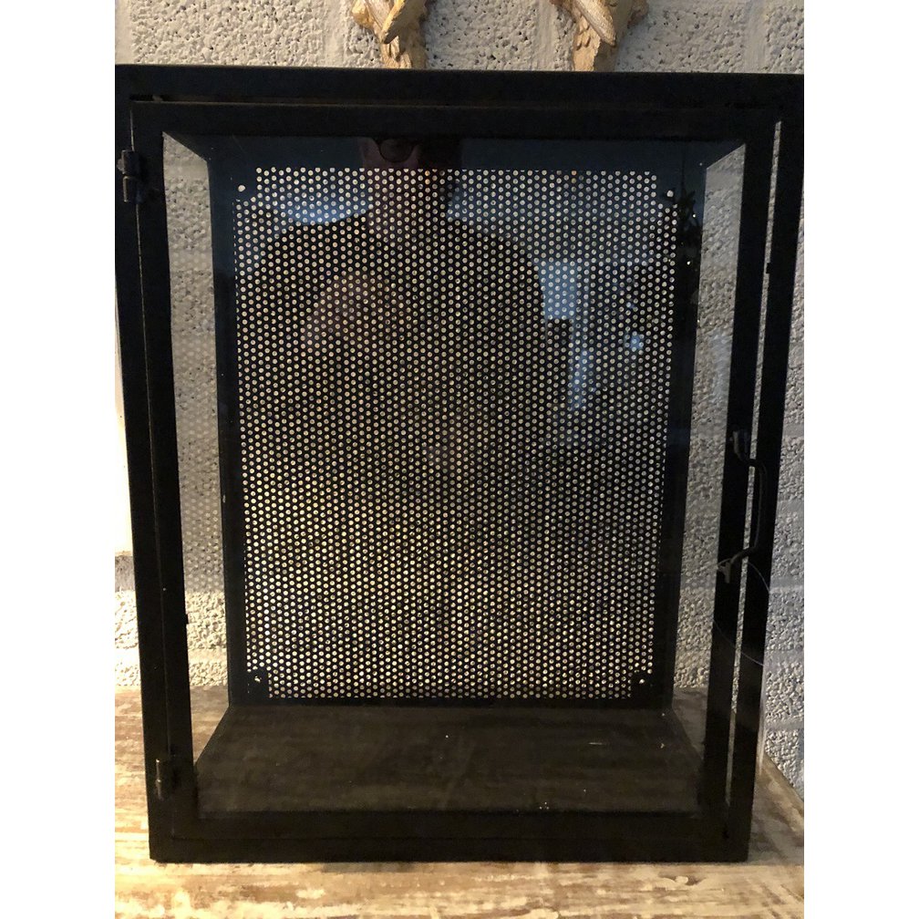 Wandvitrine, schwarzes Metall mit Acrylglas