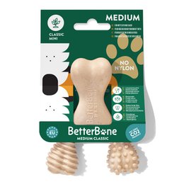 Medium-sized chew toy for dogs made of natural rubber, without nylon, and CO2 neutral production in Europe.