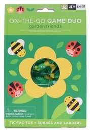 Green garden friends puzzle game with animals, bees, portable travel toy with carrying pouch.