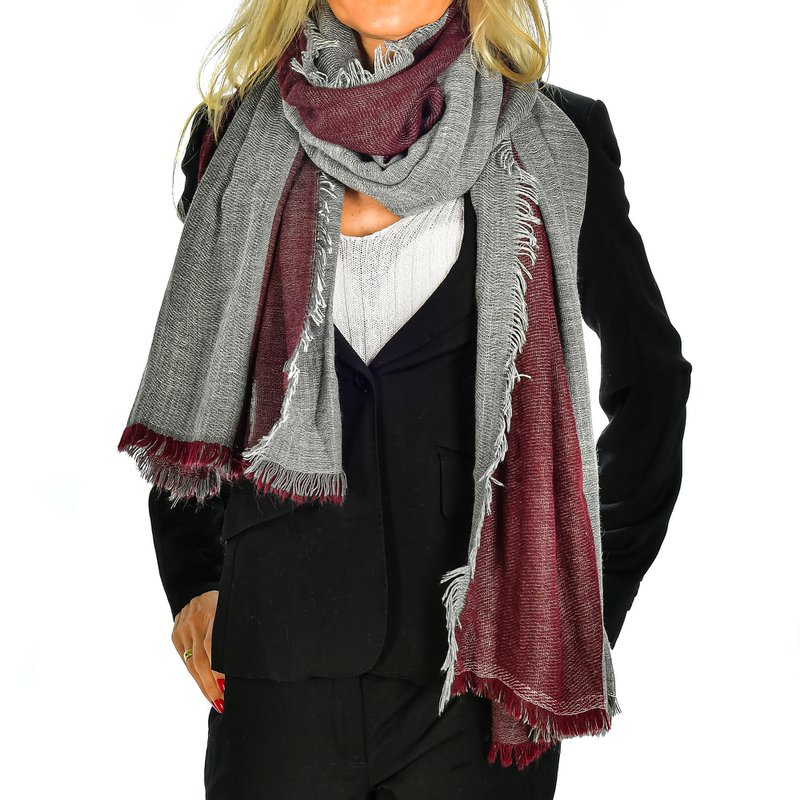 Florence Artegiani. Two-tone scarf scarf with double flap, modal and wool. Made in Italy.