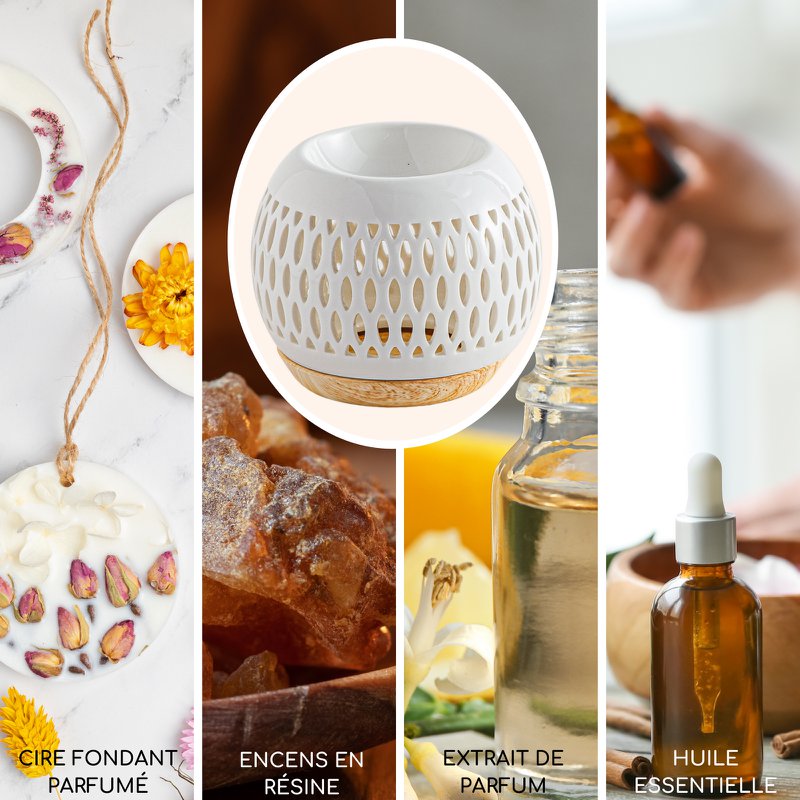 Céramy Series Parfumebrænder – Trellis – Lakeret keramisk lysestage – Spredning af duftvoks, æteriske olier – Dekorativ gaveidé