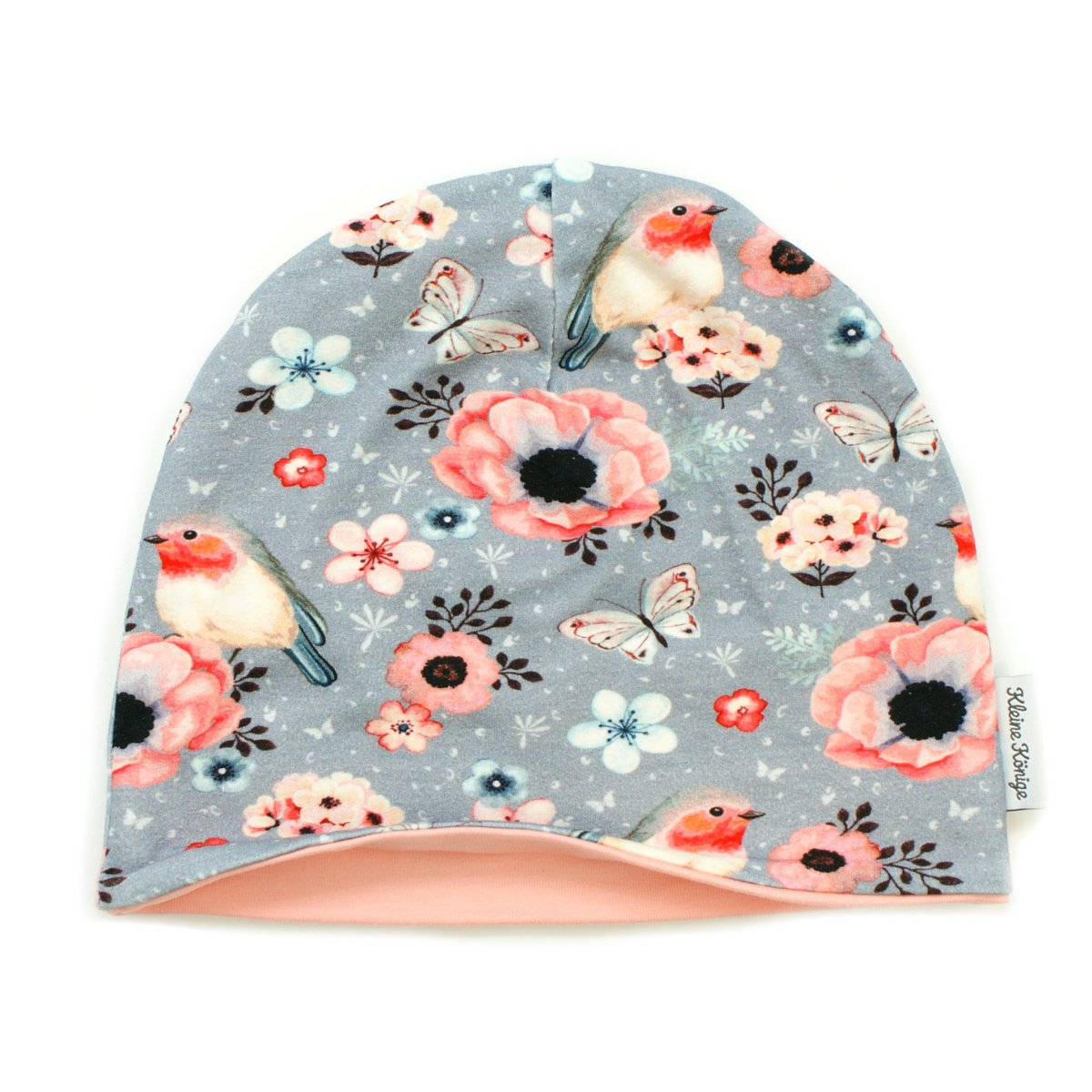 Little Kings hat børn piger hue model blomster fugle fugle grå, antik pink