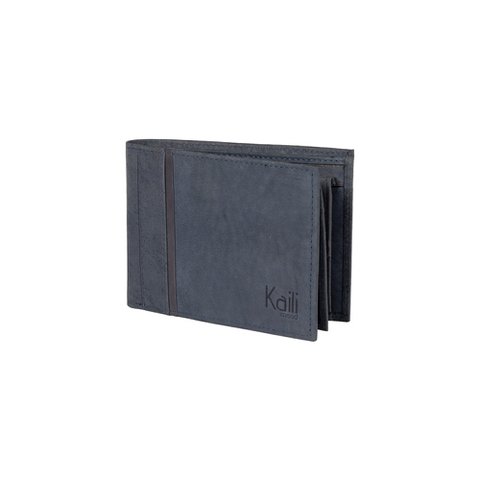 K12204DF | Herenportemonnee van echt volnerf leer, naakt. Blauwe kleur. RFID-bescherming. Afmetingen gesloten: 12,5 x 9,5 x 2 cm Verpakking: Geschenkdoos onder/deksel