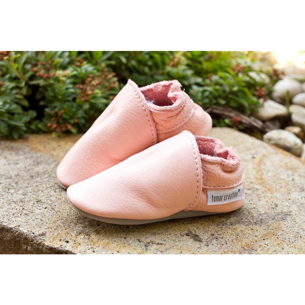 Chaussons cuir bio - baby rosa