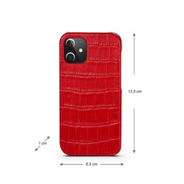 Leren Hoesje iPhone 12 Mini Rood Leer Met Kroko Print – Apple iPhone 12 Mini Hoesje Rood Leer Met Kroko Print