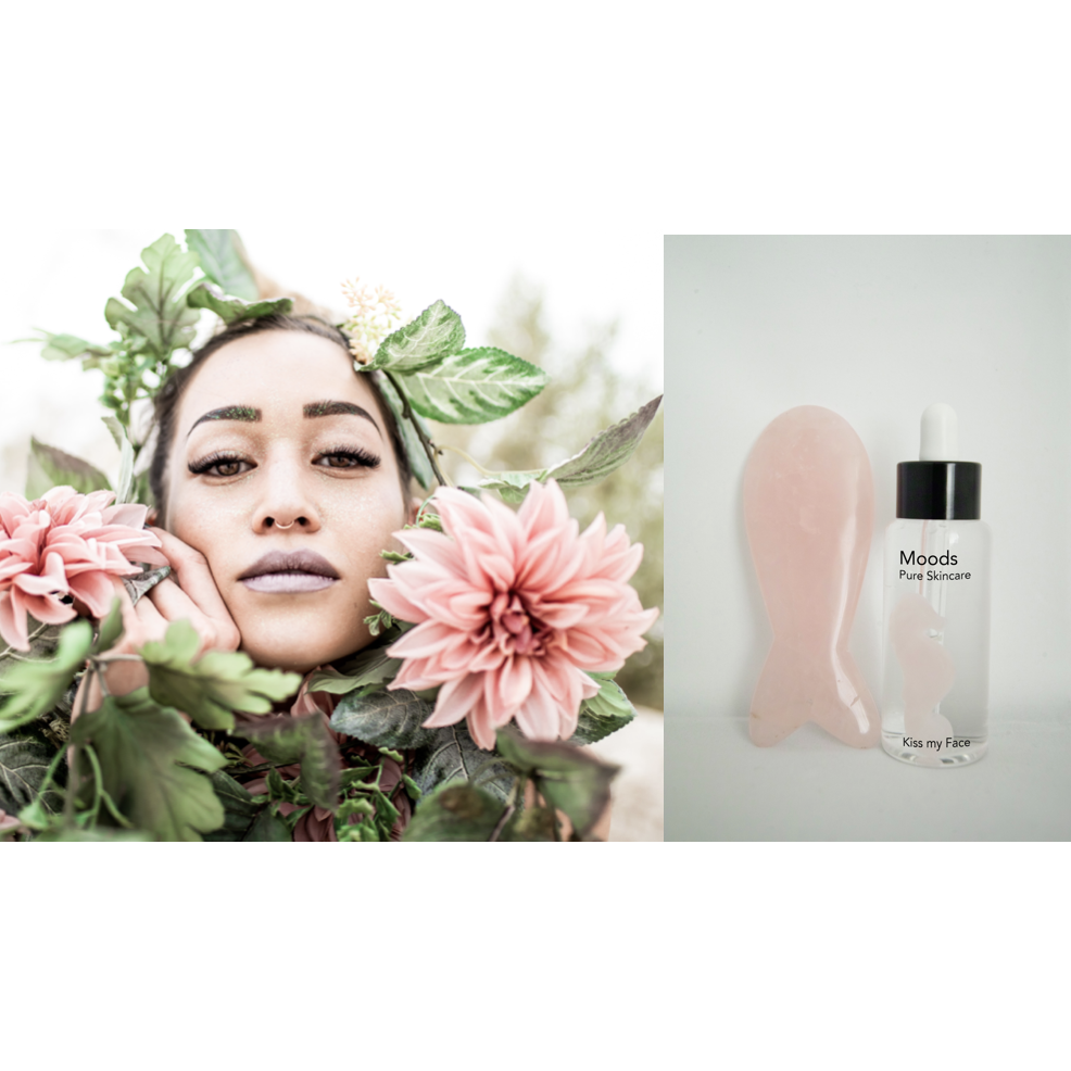Quartz rose Gua sha queue de poisson ronde