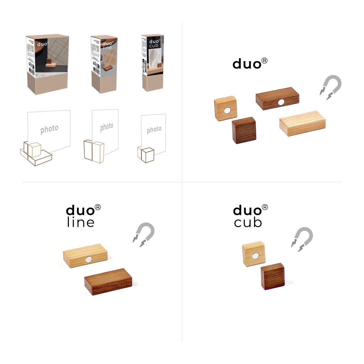 duo® - magnetischer Fotohalter in 2 Holzarten