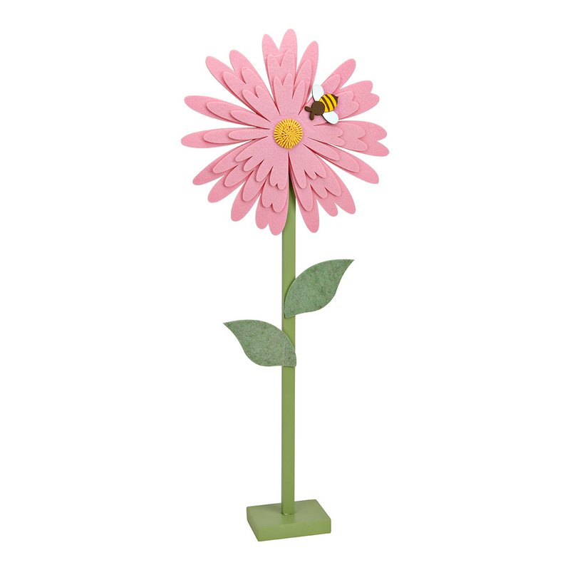 Blume aus Filz/MDF, Rosa/Grün (B/H/T) 27x67x8cm