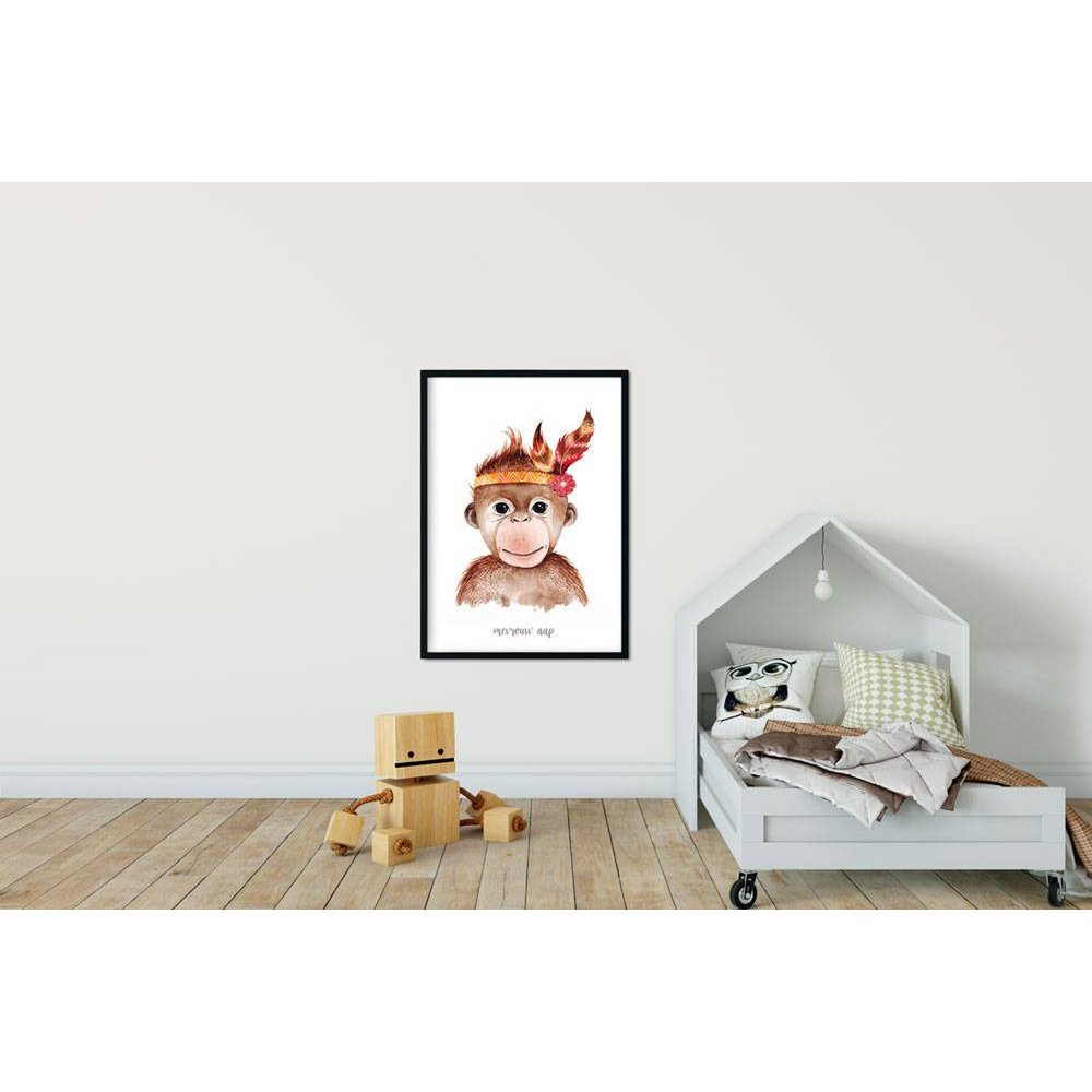Mrs Monkey - Kinderzimmerplakat - Babyzimmerplakat - Wanddekoration