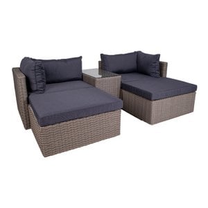 Rossi Loungeset - Loungeset in polyrotan, kubu grijs