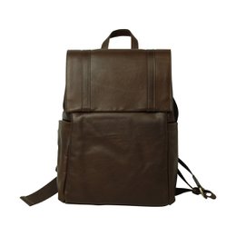 Laptop-Rucksack aus Leder mit Trolley-Gurt – Kastanie