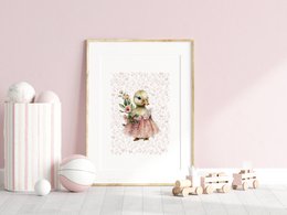 Duck nursery art print, duck poster, baby duck poster, pink girls room poster, cute duck print, girls nursery art print, girls room decor